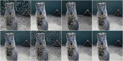 Canny with varying alpha values and white+black edge image