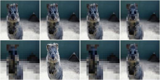 MinPooling with a uniform distribution over kernel sizes